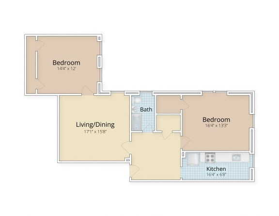 Floor Plan  two bedroom floor plan at Cathedral Mansions, Washington, Washington