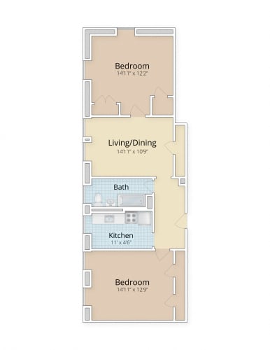 Floor Plan  two bedroom floor plan at Cathedral Mansions, Washington, 20008