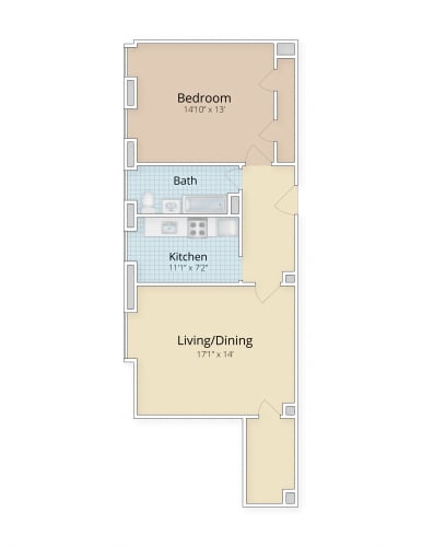 Floor Plan  Cathedral Mansions Woodley Park, Washington DC apartments one bedroom floor plan at Cathedral Mansions, Washington, 20008