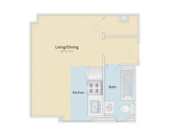 Floor Plan  Cathedral Mansions Woodley Park, Washington DC apartments studio floor plan at Cathedral Mansions, Washington