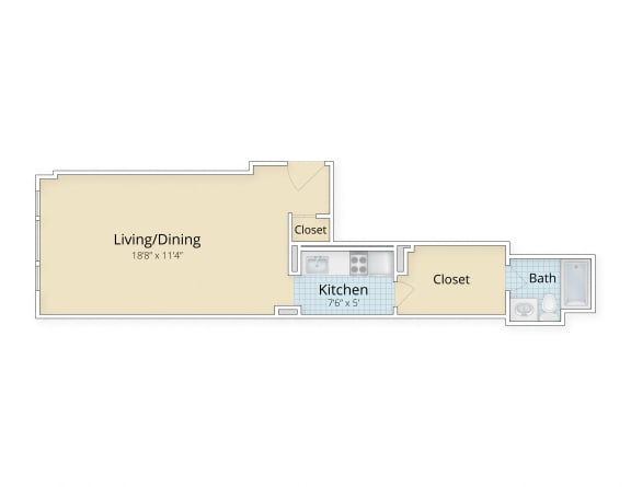 Floor Plan  Palisades apartments in Logan Circle, Washington DC Large Studio floor plan
