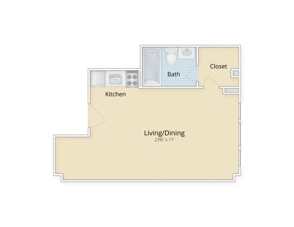 Floor Plan  Palisades apartments in Logan Circle, Washington DC medium studio floor plan