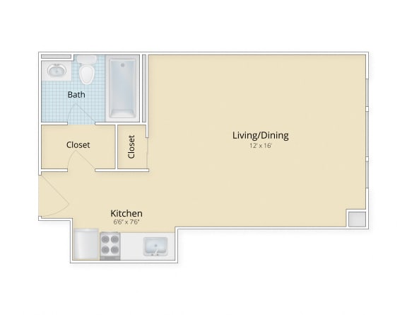 Floor Plan  Palisades apartments in Logan Circle, Washington DC studio floor plan