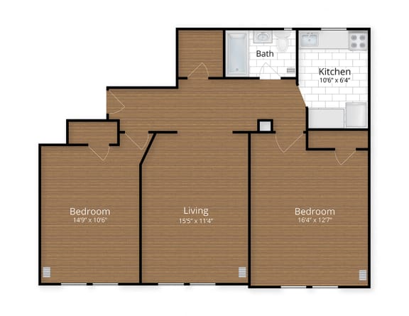 Floor Plan  1630 Park apartments Mount Pleasant Columbia Heights Washington DC Two Bedroom Floor Plan