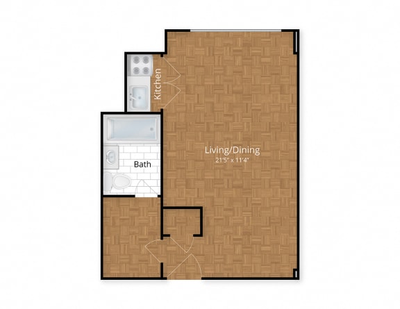 Floor Plan  Studio Floor Plan at Idaho Terrace, Washington, DC, 20016