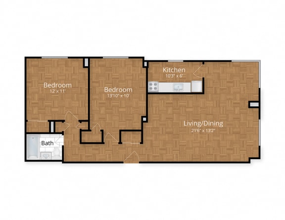Floor Plan  One Bath  Floor Plan at Idaho Terrace, Washington, 20016