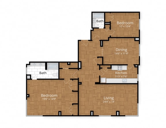 Floor Plan  Two Bath Floor Plan at Idaho Terrace, Washington, DC