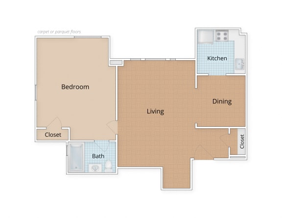 Floor Plan  One Bedroom Floor Plan at Connecticut Gardens, Washington, 20009