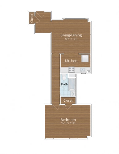 Floor Plan  Melwood apartments large one bedroom floor plan Adams Morgan Washington DC