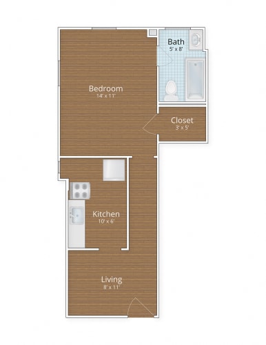 Floor Plan  Melwood apartments medium studio floor plan Adams Morgan Washington DC