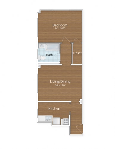 Floor Plan  Melwood apartments one bedroom floor plan Adams Morgan Washington DC