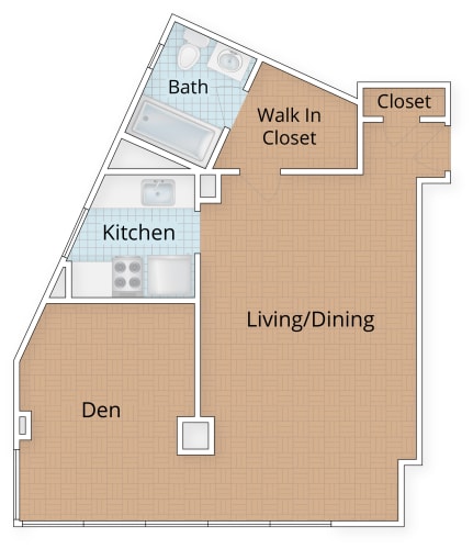 Floor Plan  Diplomat Apartments Washington DC Studio with den floor plan