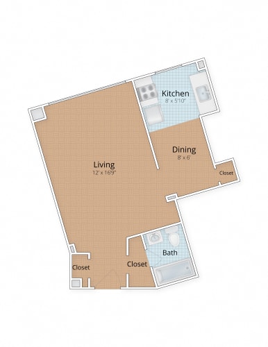 Floor Plan  Studio Floor Plan at Livingston, Washington, DC 20015