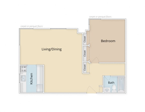 Floor Plan  One Bedroom Floor Plan at Legation House in Washington, DC 20015