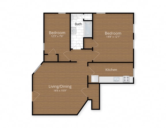 Floor Plan  President Madison Apartments Washington DC Two Bedroom Floor Plan  at President Madison, Washington, 20009