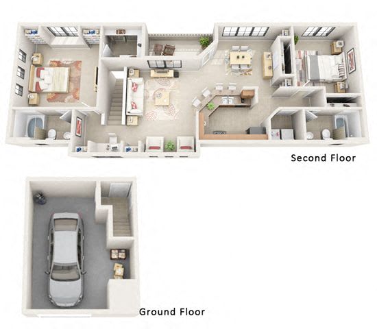 Floor Plan  The Lexington Two Bedroom Two Bathroom Apartment