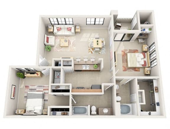 Floor Plan  The Madison Two Bedroom Two Bathroom Apartment