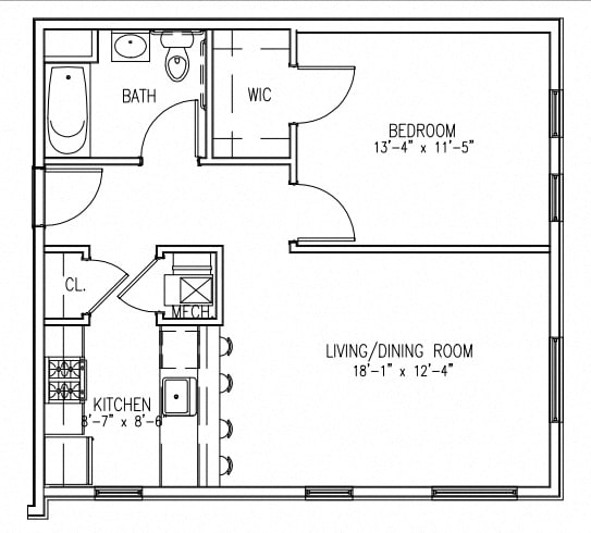 Floor Plan  1 Bedroom (moderate income)