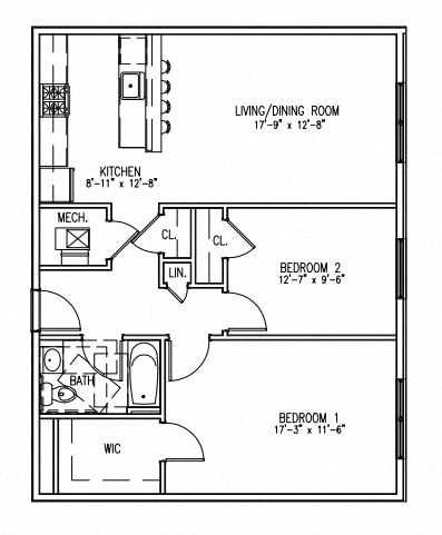 Floor Plan  2 Bedroom (low income)