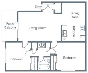 Floor Plan  2 Bedroom floor plan for Siena Apartment Homes