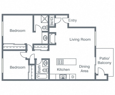 Floor Plan  2 Bedroom floor plan for Siena Apartment Homes
