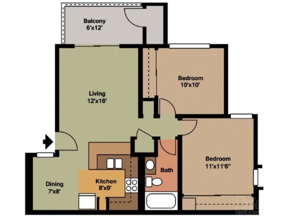 Floor Plan  2 Bedroom 1 Bathroom Downstairs