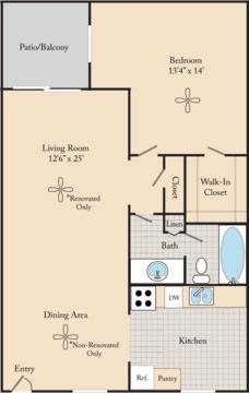 Floor Plan  1 Bed / 1 Bath A2