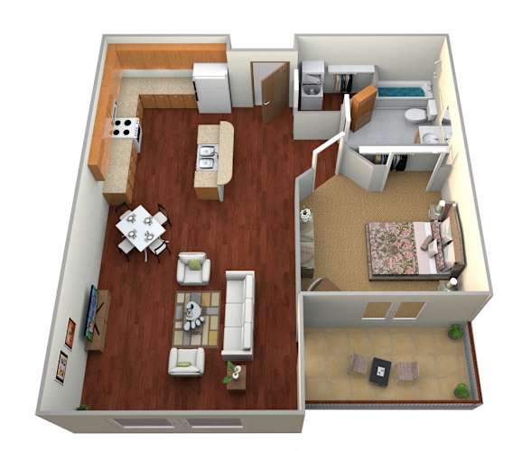 Floor Plan  1 Bed 1 Bath Floor Plan at BlackstoneApartments, North Dakota