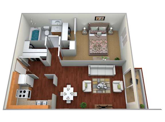 Floor Plan  1 bed 1 bath Waldorf Floor Plan at Block 6 Apartments, Fargo, ND, 58103