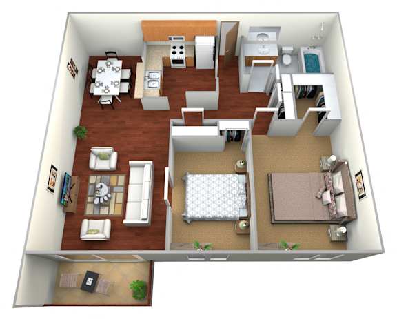 Floor Plan  2 Bed 1 Bath Floor Plan A at Block 6  Apartments, Fargo, ND
