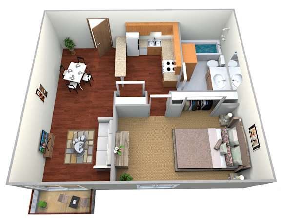 Floor Plan  1 Bed 1 Bath Floor Plan View at Covington Place Apartments, St Cloud, MN, 56301
