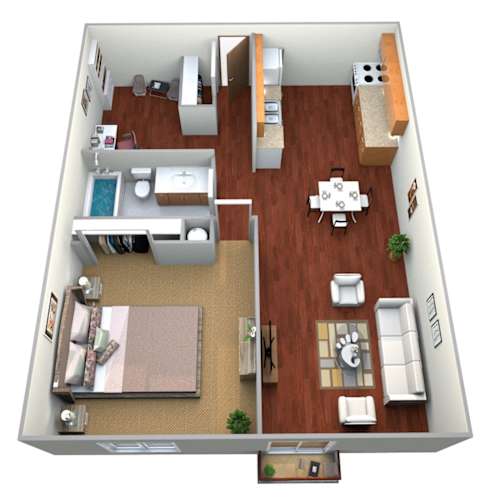 Floor Plan  1 Bedroom 1 Bath Floor Plan View at Covington Place Apartments, St Cloud, MN
