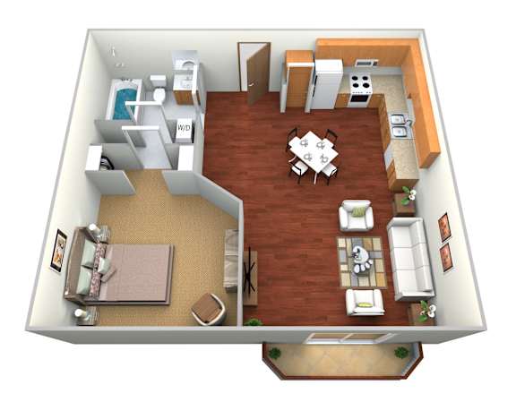 Floor Plan  1 Bed 1 Bath Floor Plan at Courtyard Apartments on Belsly Apartments, Minnesota