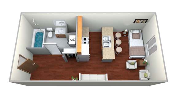 Floor Plan  Studio 1 bath A at Courtyard Apartments on Belsly Apartments, Moorhead