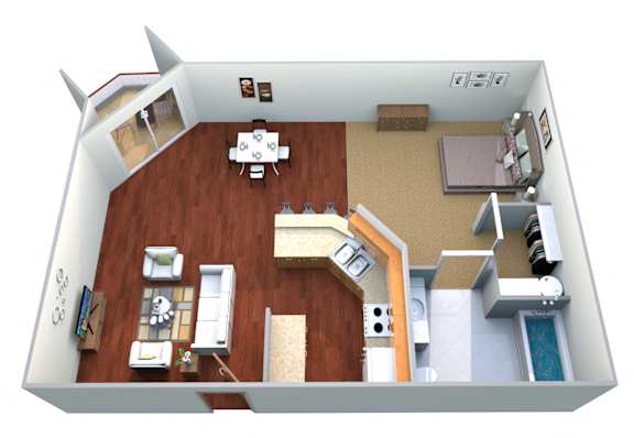 Floor Plan  Efficiency Floor Plan - Large at Park Ridge Apartments, North Dakota