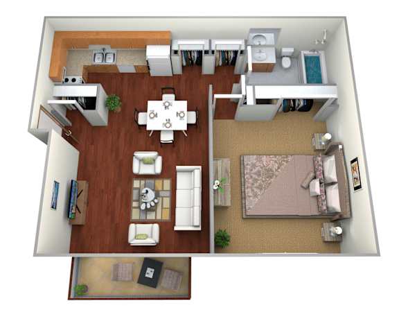 Floor Plan  1 Bed 1 Bath Floor Plan at Southern Manor Apartments, North Dakota