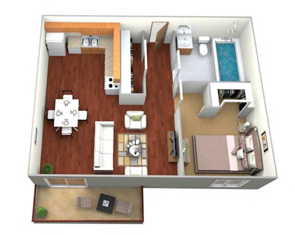 Floor Plan  1 Bedroom Floor Plan at Southern Manor Apartments, Grand Forks