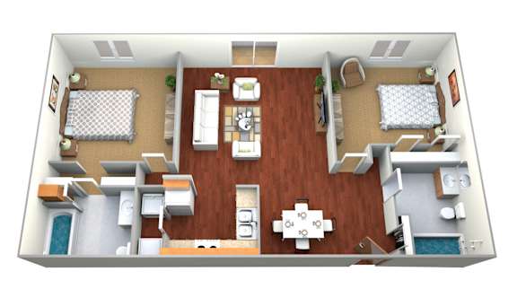 Floor Plan  2 Bed 2 Bath Floor Plan at Waterstone Apartments, Moorhead