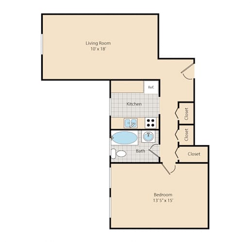 Floor Plan  1 Bed / 1 Bath A1