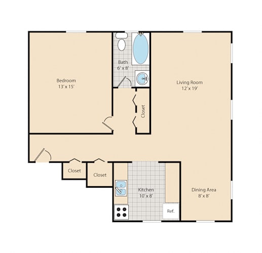 Floor Plan  1 Bed / 1 Bath A3