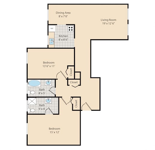 Floor Plan  2 Bed / 2 Bath B3
