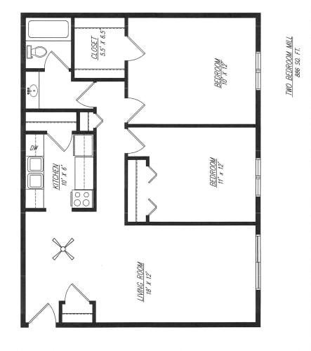 Floor Plan  Mill - Two Bedroom