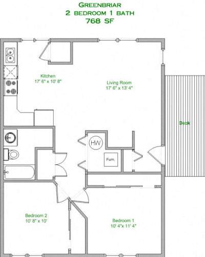 Floor Plan  2 Bedroom, 1 Bath