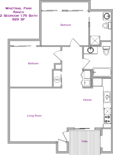 Floor Plan  2 Bedroom, 2 Bath