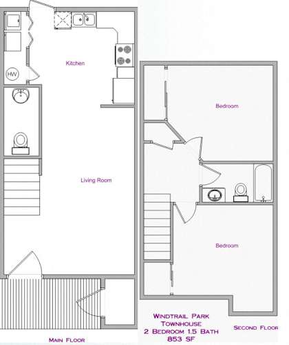 Floor Plan  2 Bedroom, 1.5 Bath