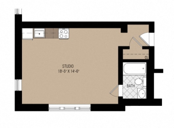 Floor Plan  Studio 1Bath