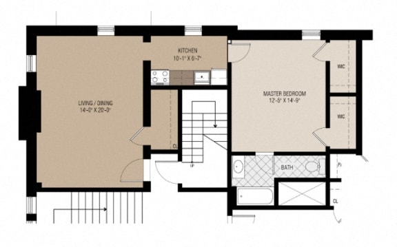 Floor Plan  1 Bed 1Bath