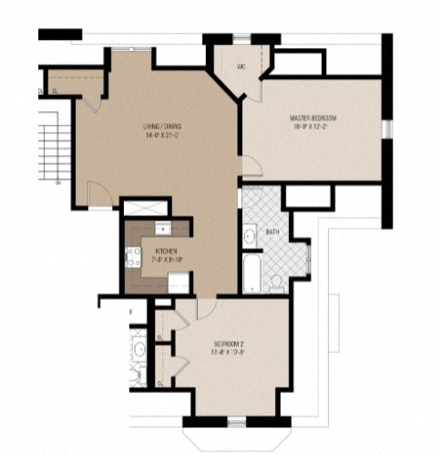Floor Plan  2Bed 1Bath