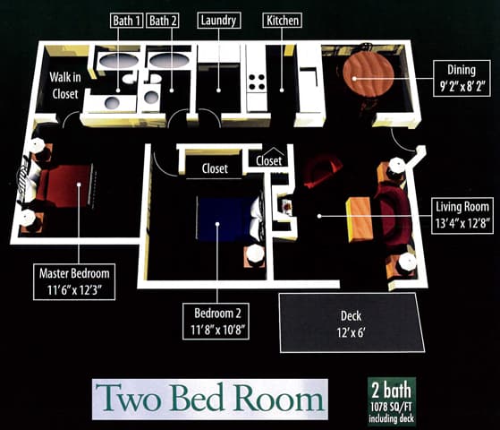 Floor Plan  2 Bedroom 2 Bathroom