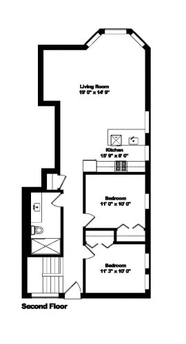 Floor Plan  1035 Diversey 2 Bed 1 Bath Floor Plan